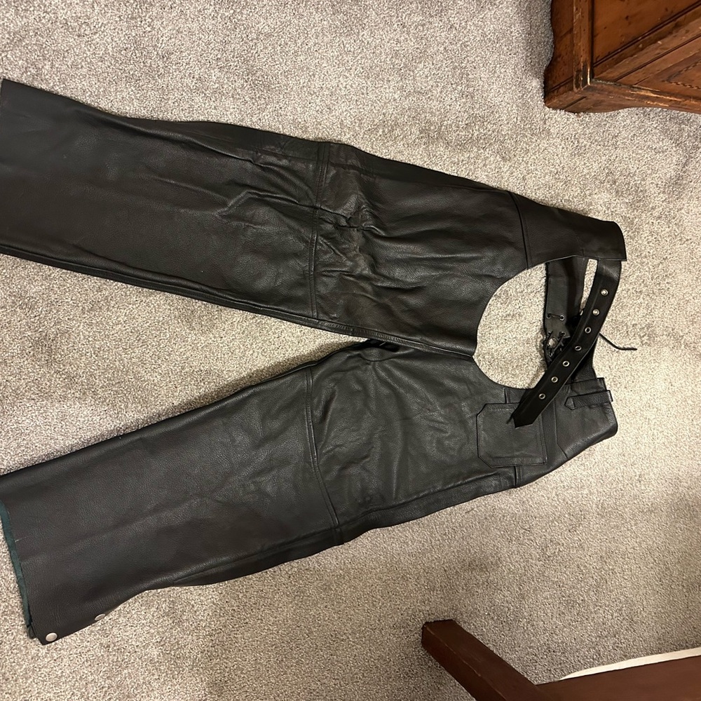 River Road Black Leather Chaps